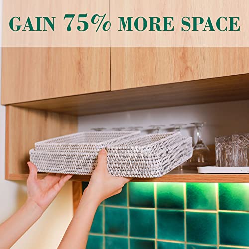 CELEZAR Wicker Baskets Trays Rattan Serving Tray Rectangle Vanity