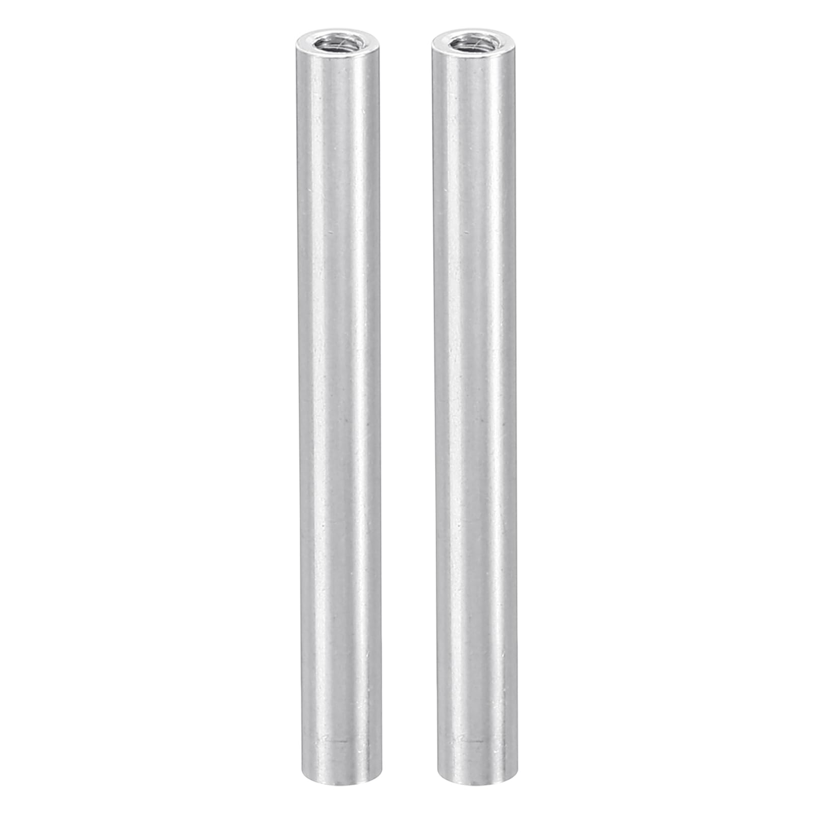 PATIKIL 2pcs M3 Metal Threaded Standoff Spacer Nuts, Round Aluminum Spacers Female Coupling Screws, 1/8" ID x 3/16" OD, Silver 3x5x45mm โ image 1