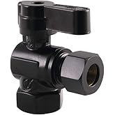 Kingston Brass KF3310MB OD Angle Stop Valve with Lever Handle, 3/8" FIP x 3/8" O.D Comp, Matte Black