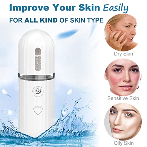 Nano Facial Mister, Travel Mini Facial Steamer Mister for Lash Extensions, USB Rechargeable 30ml Mist Sprayer Handy Face Humidifier, Water SPA Moisturizing Hydrating for Skin Care, Daily Makeup
