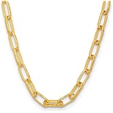 Auriga Fine Jewelry 18K Yellow Gold Textured 7 mm Solid Oval Link Necklace 24" to 30"