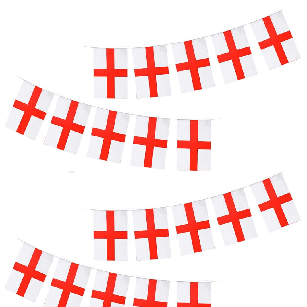 eBoutik - England St Georges Flag - Hanging Wall/Room Decorations Home Party Supplies For Football & Sports Events (string of 20 flags - Bunting)
