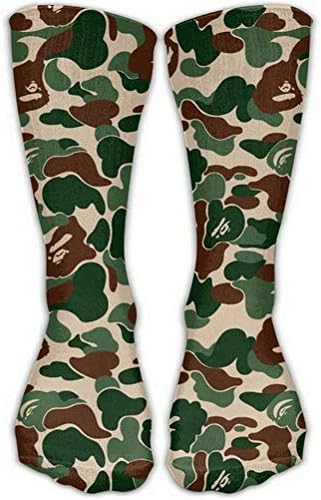 Girls Classics One Size Warm Winter Knee High Socks Men Aniaml Bape Camouflage Green Long Tube Stockings for Athletic Soccer