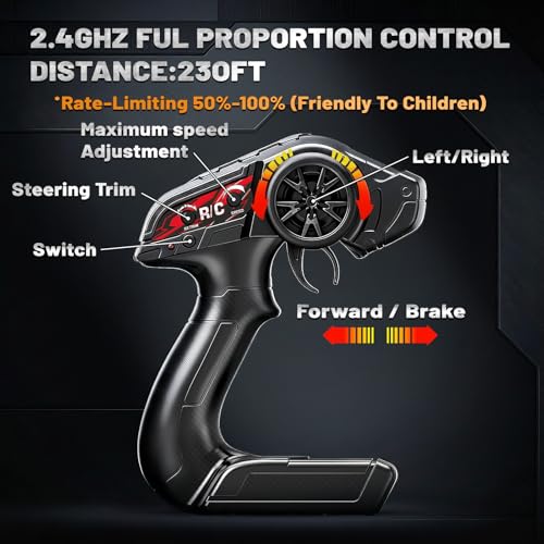 Remote Control Car for Adults & from 8 Years Old All Terrain 4x4 1:18 – Monster Truck RC 36 km/h, Remote Control Car Outdoor/Outdoor, Metal Transmission & CVD Gimbals, Splash-Proof, 2 Batteries