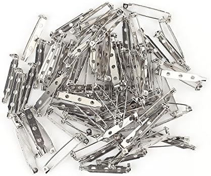 100 Pieces Silver Tone Pin Backs Clasp Brooch Safety Catch Bar Pins Findings (30mm)