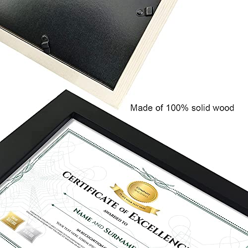 8.5x11 Diploma Certificate Frame, Black Solid Wood Picture Frame Wall and Tabletop Display