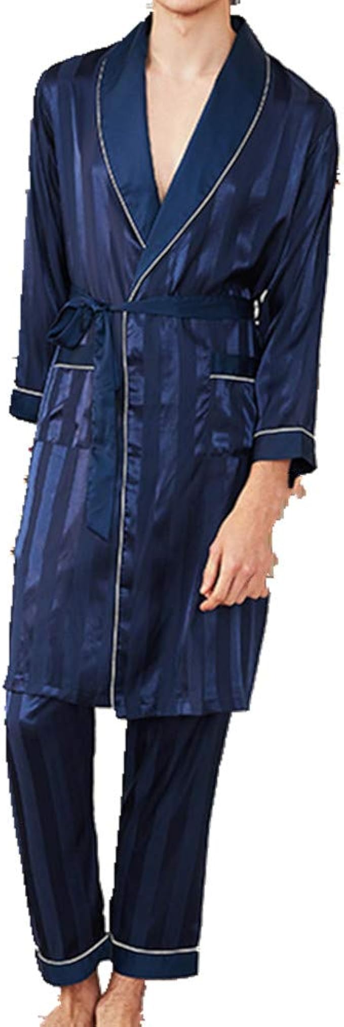 N\P Men's Bathrobe Robe VNeck Pajamas Full Sleeve Pajamas Pants