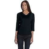 Ringspun V-Neck 3/4 Sleeve T-Shirt 
