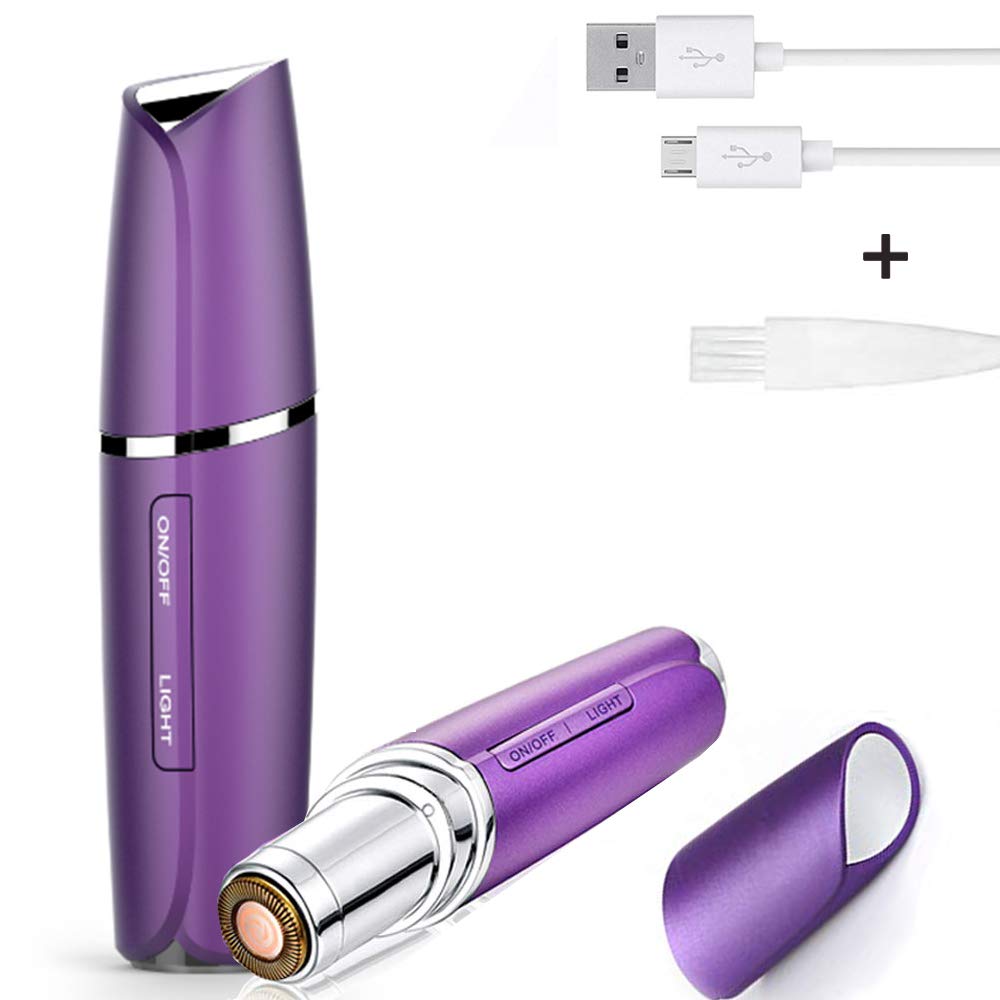 Facial Hair Remover for Women - Rechargeable Waterproof Painless Flawless Hair Remover for Women’s Cheeks, Lips, Chin and Neck (Purple)