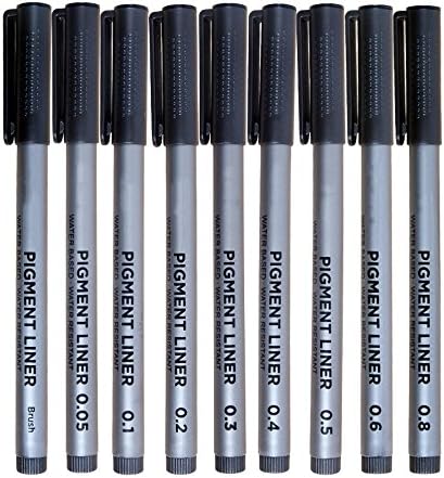 WOWENWO 9 Pack Black Micro-line Pens Waterproof Fine Liner Pen Micro-Line Ultra Fine Line Point Ink Pens Professional Sketching Drawing Inking Pens