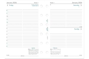 Filofax Calendar Diary Refill, Pocket Size, Day on One Page with Appointments, Ruled, White Paper, English, 2026 (C68241-26)
