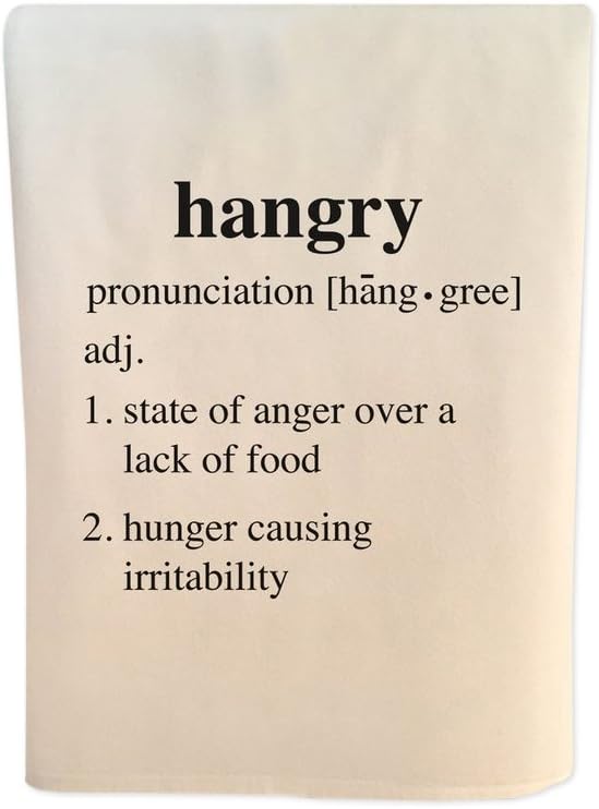 Wildwood Landing Hangry Definition Funny 30 x 30 Inch Flour Sack Tea Towel