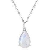 COAI 925 Sterling Silver Necklace for Women, Teardrop Pendant Moonstone Necklace for Women