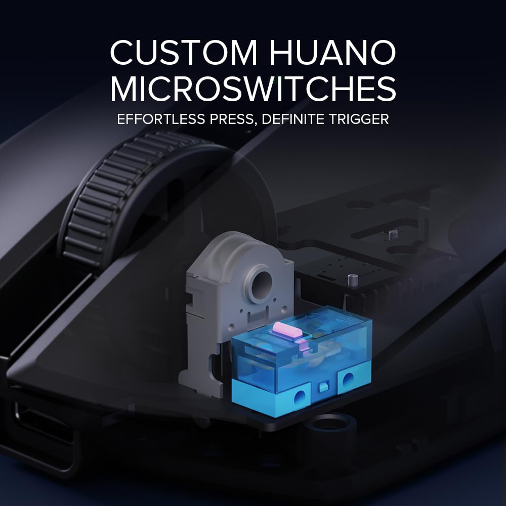 DeLUX M800 Ultra Wireless Gaming Mouse, Nordic 52840 MCU, PAW3395 26000DPI, 1000Hz Polling Rate, Tri-Mode Connection, 49g Lightweight, 60 Hours Endurance (300mAh-Black)