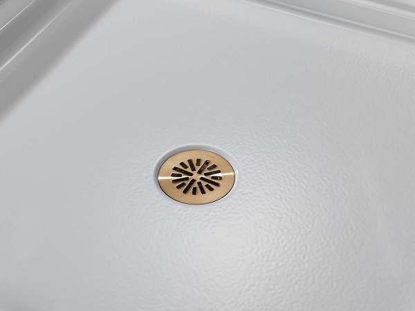DELTA 4 INCH BRUSHED GOLD ROUND SHOWER FLOOR DRAIN WITH GASKET AND SNAP-IN DRAIN GATE, CHAMPAGNE BRONZE DT051411-CZ