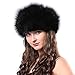 FURTALK Winter Fox Fur Hat Headband - Women's Genuine Wrap Cap Neckwarmer Original Black