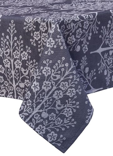 Mahogany Tree of Life Rectangle Jacquard Tablecloth, 60 by 120-Inch, Black