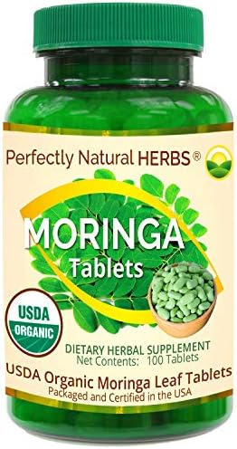 Moringa Tablets Made with USDA Certified Organic Moringa Leaf Powder (100 Tablets)