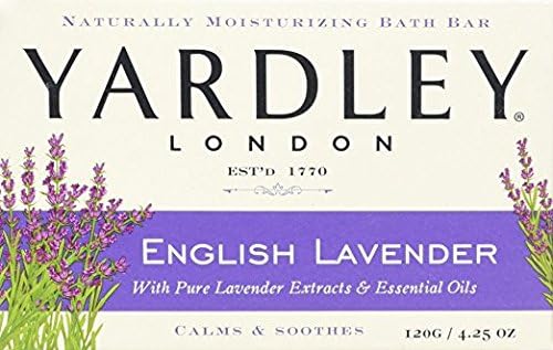 Yardley London English Lavender with Essential Oils Soap Bar, 4.25 oz Bar, Pack of 3, 12.75 Oz, 120 g (Pack of 3)