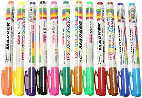 12 Colour Set Kids Whiteboard Marker Non Toxic Dry Erase Easy Wipe Bullet Pen