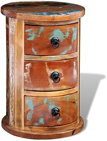 Vintage Design Painted & Waxed 3 Drawer Bedside Table with Metal Pull Handles (Material: Solid Wood, Color: Brown)