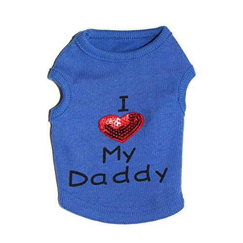 Dog Shirts Slogan Vest I Love My Daddy/Mommy Cute Heart T-Shirt Clothes for Chiuahaha Poodle Teacup Shihtzu Yorkie Bulldog Small Puppy Costume