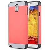 Note 3 Case, Galaxy Note 3 Case - ULAK Hybrid Slim Hard Back Case Cover Rubber Bumper 2in1 Daul Layer w/ Card Storage for Samsung Galaxy Note 3 III N9000 (Coral Pink/Gray)