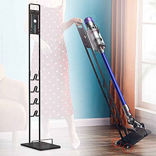 RUQIWEMI Vacuum Cleaner Stand Holder with Wheels for Dyson V15 V11 V10 V8 V7 V6, Metal Floor Stand Compatibel for Dreame T30 T20 V12 V11 V10,No Drilling the Wall (White)