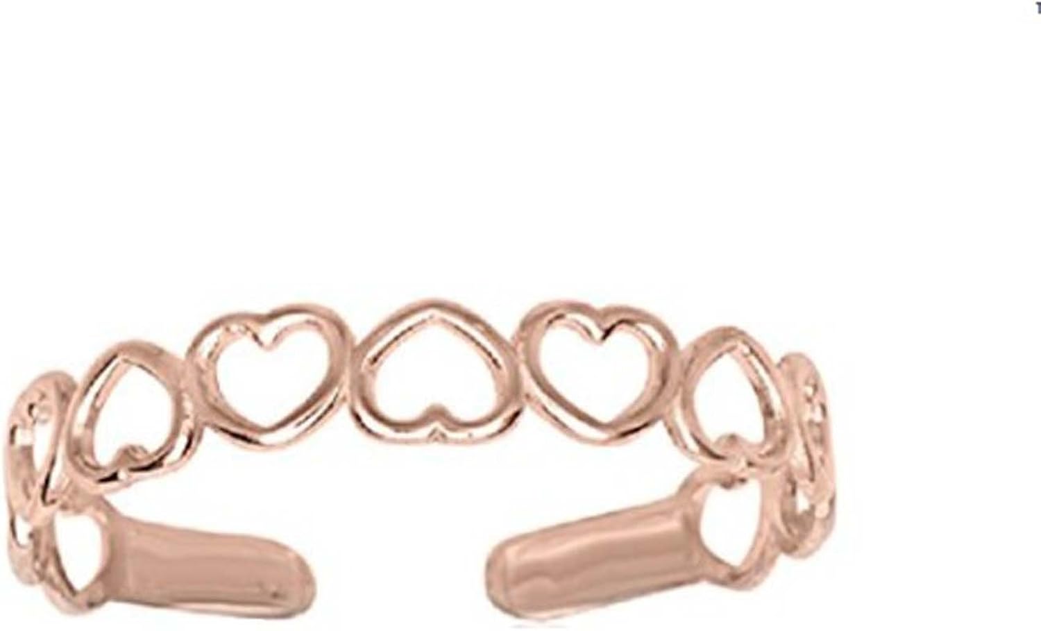 Amazon.com: 14K Rose Gold Plated Sterling Silver Open Heart Ring