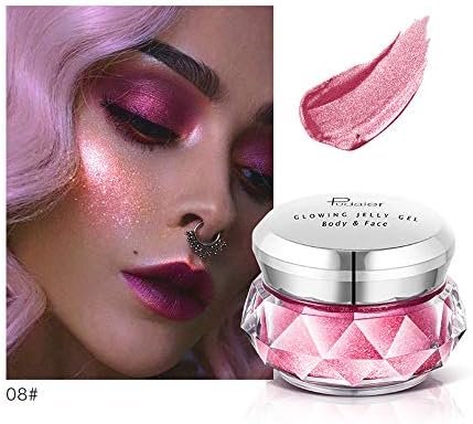 Cream Foundation Shimmer Highlighter Cream Illuminate Concealer, 8 Colors Face Glow Eyeshadow Waterproof Jelly Gel Highlighter Makeup Concealer Lightweight Cosmetics (H)