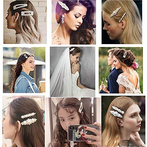 Pearl Hair Clips Pearl Barrettes for Women Girls-4pcs Large Hair Clips for Gifts Headwear Barrette Bride Wedding Headwear Styling Hair Pins, Elegant Clips For Hair Accessories - Thumbnail 6