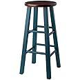 Winsome Wood Ivy Bar Stool, Rustic Teal and Walnut, 29"