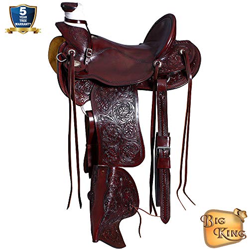 HILASON 15 in Western Horse Wade Saddle Leather Ranch Roping Mahogany