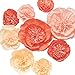 Ling's Moment Large Paper Flowers Set of 9(12''-8'' Assorted), Handmade Crepe Paper Peony Decorations for Nursery Wedding Backdrop Birthday Party Bridal Shower Photo Booth Centerpieces(Peach,Orange)