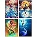 HaiMay 4 Pack DIY 5D Diamond Painting by Number Kits Full Drill Embroidery Pictures Arts Craft for Home Wall Decoration, Mermaid(10 × 12 inch)
