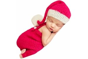 VEDORY Newborn Baby Christmas Santa Photo Props Boy Girl Photo Shoot Outfits Crochet Knit Hat Shorts Photography Props