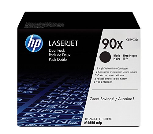 HP 90X (CE390XD) Black High Yield Original LaserJet Toner Cartridges, 2 Cartridges