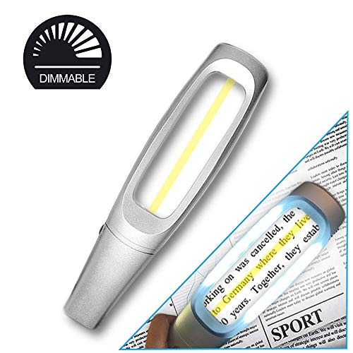 4X Reading Magnifier with 14 Evenly Lit Dimmable LED Lights & Center Yellow Guideline- Lightweight Handheld Magnifying Glass Perfect for Reading Small Fonts & Document