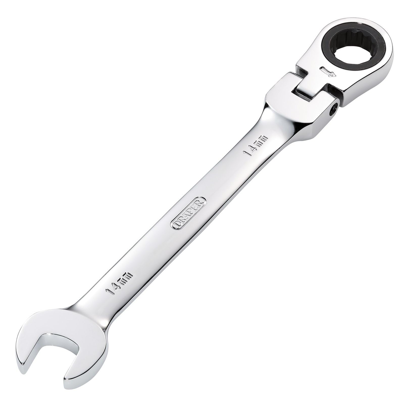 Draper 52016 Hi-Torq Metric Flexible Head Ratcheting Combination Spanner, 14mm
