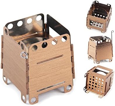 JOYOOO Camping Stove,Portable Folding Wood Stove Lightweight Pure Titanium Stove, Stainless Steel Alcohol Stove Outdoor Picnic BBQ Backpacking Camping Cooking Stove (Stainless Steel)