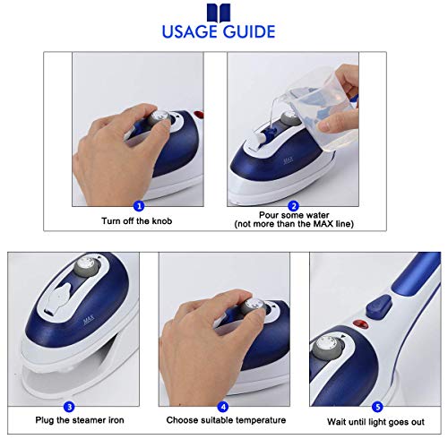 Clothes Steamer Handheld Steam Iron, Travel Mini Size - Safe and Easy to Use for Vertical and Horizontal Ironing with Detachable Brushes for Home and Portable,Red