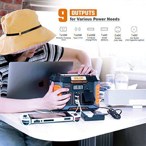BALDR Portable Power Station, Solar Generator With 120V Pure Sine Wave AC Outlet, Backup Lithium