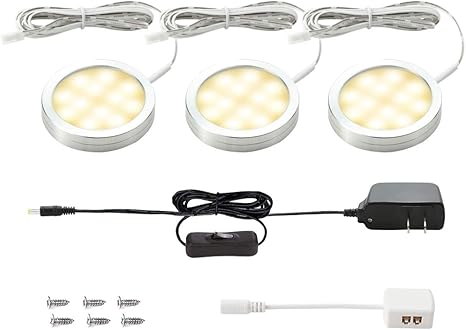 Lunsy Led Puck Lights Wired 750lm 3000k Warm White 12led Under
