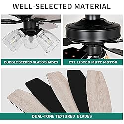 YITAHOME Farmhouse Ceiling Fan with Light and