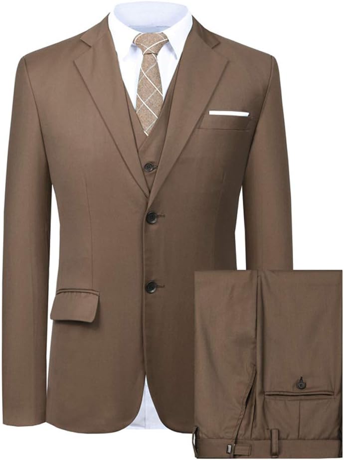 Men's Slim Fit Suit Blazer Jacket Tux Vest & Trousers 3-Piece Suit Set