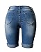 olrain Womens High Waist Ripped Hole Washed Distressed Short Jeans 16 Blue