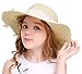 Bienvenu Little Girl Kids Summer Straw Hat Wide Brim Floppy Beach Sun Visor Hat,Beige