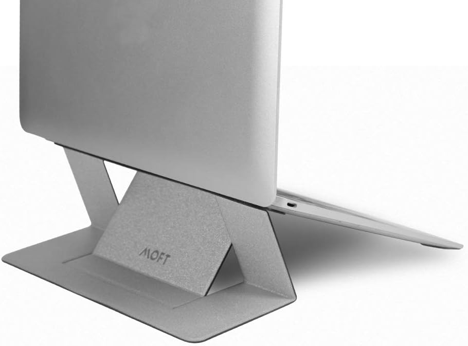MOFT Invisible Slim Laptop Stand, Adhesive and Reusable, Adjustable Perfect Viewing Angles, Compatible with Laptops Up to 15.6" Silver
