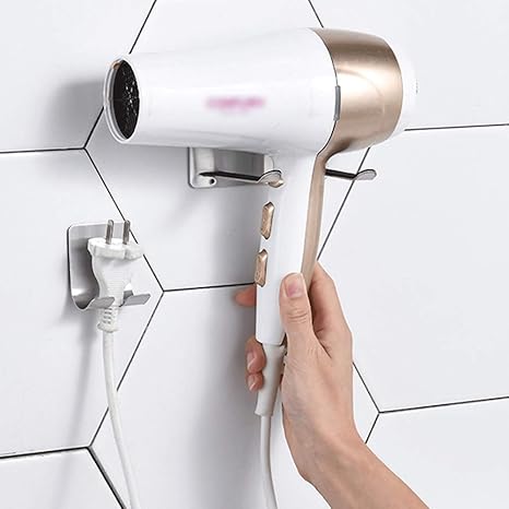 Amazon Co Jp ヘアドライヤーブラケット 浴室の壁に取り付けられたヘアドライヤーラック トイレ収納ラック ヘアドライヤーの棚 ホーム キッチン