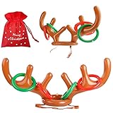heytech Inflatable Reindeer, 2 Pack Inflatable Reindeer Antler Ring Toss Game for Christmas Party (2 Antlers&8 Rings& 1 Gift Bag)